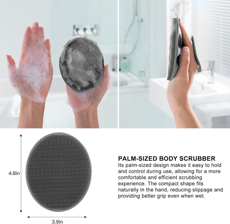 Innerneed Soft Silicone Body Cleansing Brush Shower Scrubber, Gentle Exfoliating and Massage for All Kinds of Skin (Gray) - Image 2