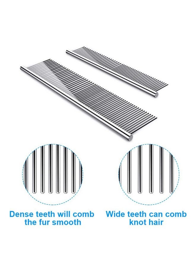 Cafhelp 2 Pack Dog Combs With Rounded Ends Stainless Steel Teeth, Cat Comb For Removing Tangles And Knots, Professional Grooming Tool For Long And Short Haired Dog, Cat And Other Pets, 6.3In/7.4In - Image 3