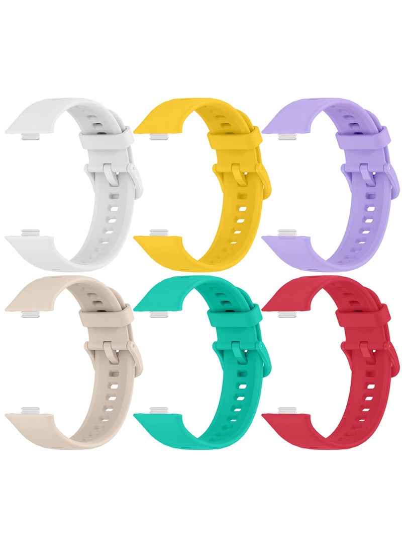 CATANES 6Packs Wristband for Huawei Watch Fit 3/Fit 4/Fit 4 Pro Bands, Silicone Bracelet Quick Release Arm Band, Replacement Smartwatch Band Quick Release Sport Straps - 6 Colours - Image 1