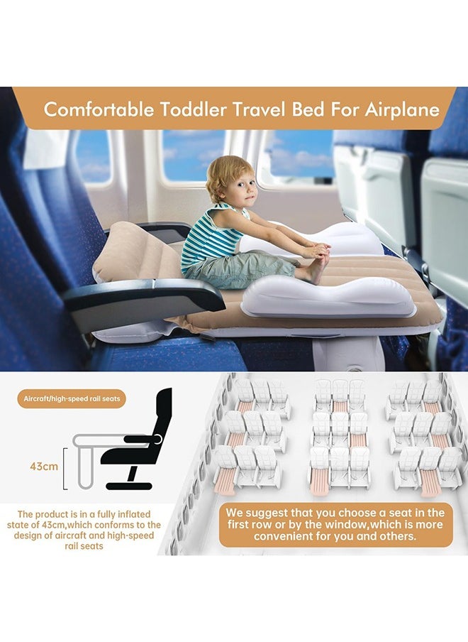 LONZEN - Toddler Travel Bed, Inflatable Airplane Bed for Kids, Bolw Up Baby Seat with Safety Belt and Pump, Air Mattress for Car Plane Train - Image 1