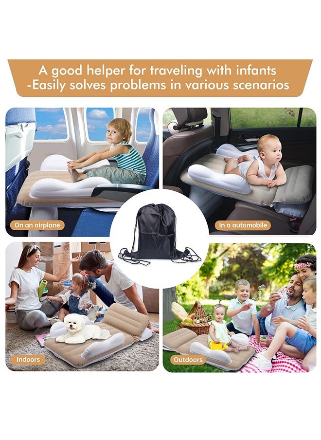 LONZEN - Toddler Travel Bed, Inflatable Airplane Bed for Kids, Bolw Up Baby Seat with Safety Belt and Pump, Air Mattress for Car Plane Train - Image 1