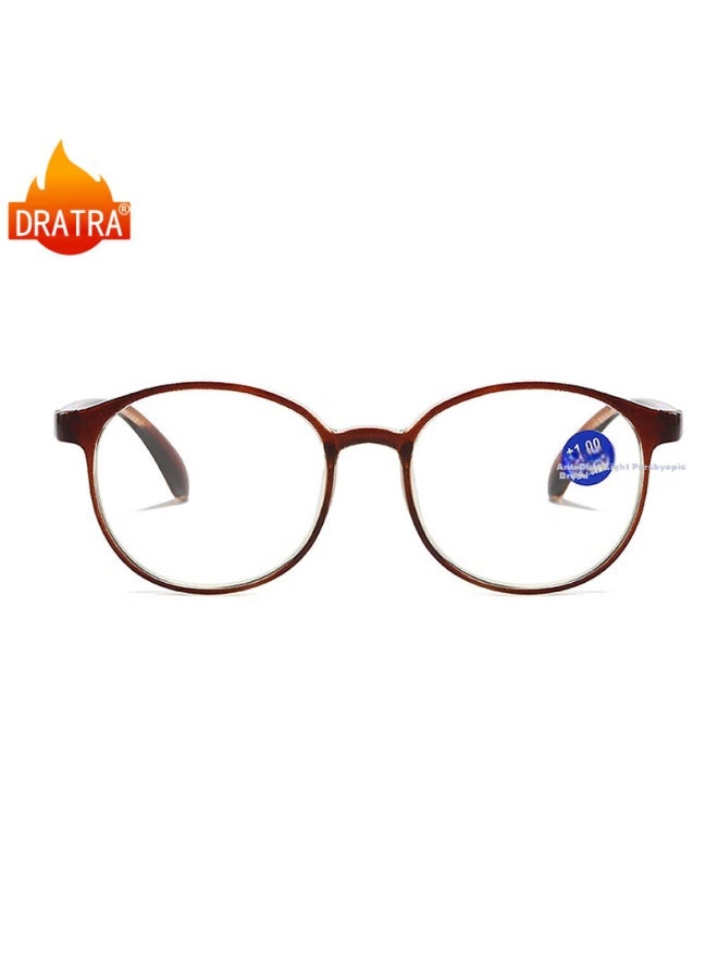 Dratra Hd Elderly Reading Gl Uni Fashion Classic Ultra-light Round Frame Portable Lightweight Comfortable Non-slip Nose - Image 1