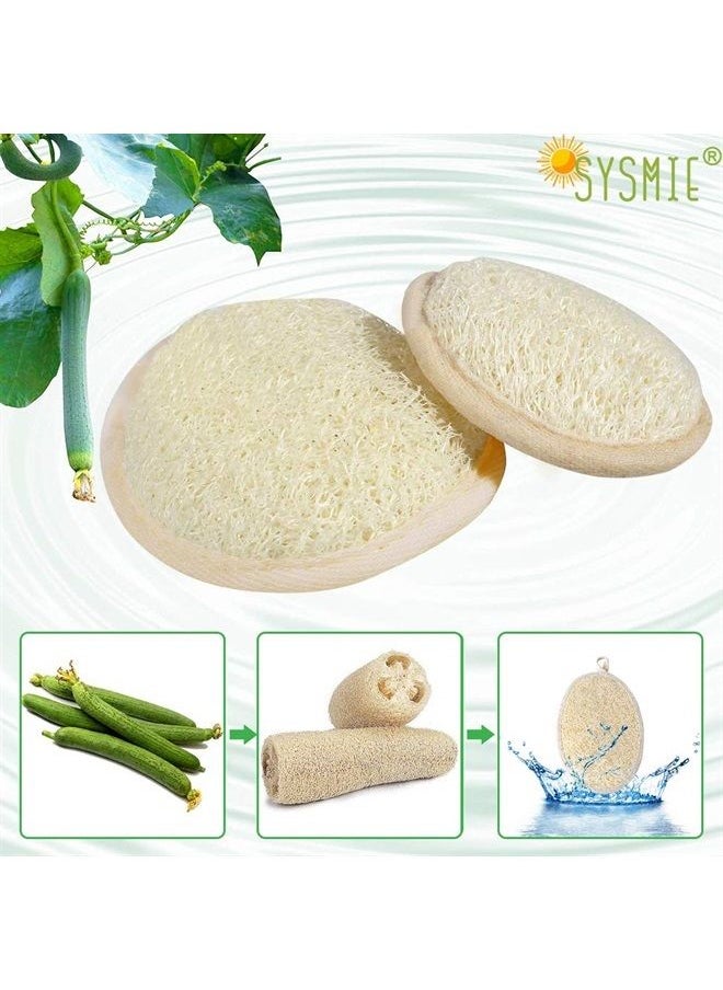Sysmie - 3 Packs Exfoliating Loofah Sponge Pads,Large 5”x 7”-100% Natural Luffa and Terry Cloth Materials,Premium Loofa Sponge Scrubber Body Glove Close Skin for Men and Women,Perfect for Bath Spa and Shower - Image 1