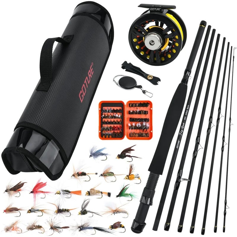 Goture 9FT 2.7M Fly Fishing Travel Rod Combo Set 56 Carbon Fiber Cork Fast Rods With Reel+Line+Bait+Bag Full Kit Fishing Tackle, Carbon kit - Image 2