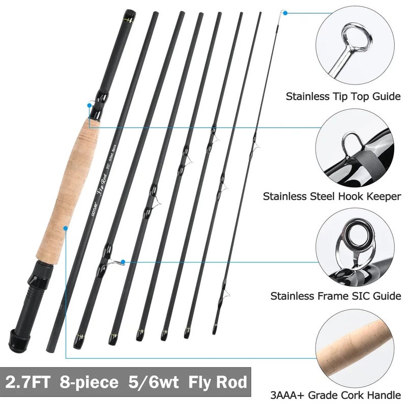 Goture 9FT 2.7M Fly Fishing Travel Rod Combo Set 56 Carbon Fiber Cork Fast Rods With Reel+Line+Bait+Bag Full Kit Fishing Tackle, Carbon kit - Image 4