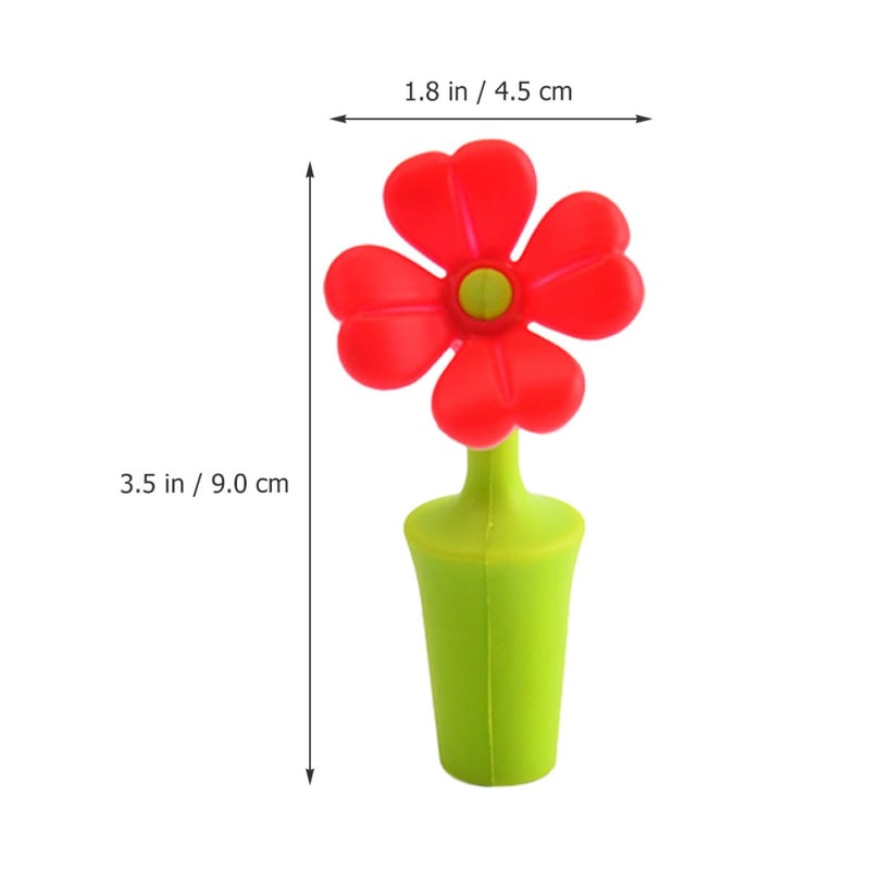 Silicone Wine Bottle Stoppers Flower Shape 6Pcs Set Reusable Sealing Plugs for Bar Home - Image 3
