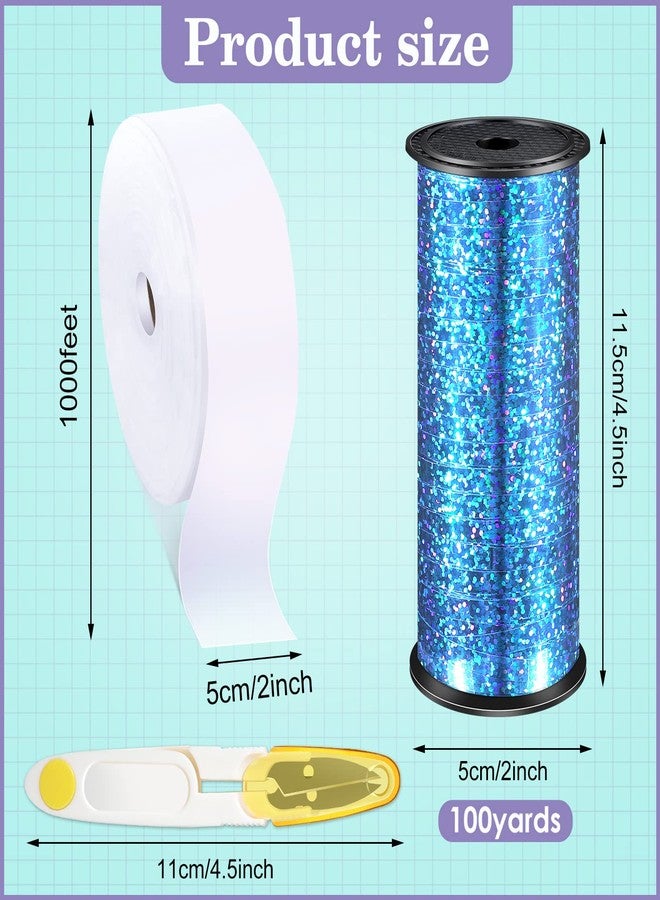 PerKoop Candy Lei Tubing Clear Candy Lei Making Kit for Graduation, 2 Inch x 1000 ft Poly Tubing Roll 5 Roll 100 yd Shiny Metallic Curling Gift Ribbon and Yarn Scissors for Packing Sewing Crafting - Image 3