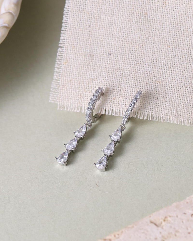 AYWFCBF Dangle Earrings for Women Silver Diamond Hoop Earrings Dainty Cubic Zirconia Drop Earring Wedding Jewelry for Brides - Image 5
