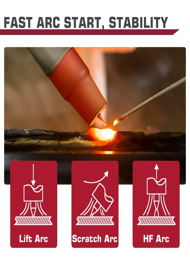 ARCCAPTAIN TIG Torch with High-Frequency Ignition, WP-17 Air-cooled Argon TIG Welding Torch with 35-50mm² Plug, 13-FT Air Hose (Red) and Cable, HF Tig Torch 150amp for ARCCAPTAIN TIG200/TIG200PACDC - Image 3