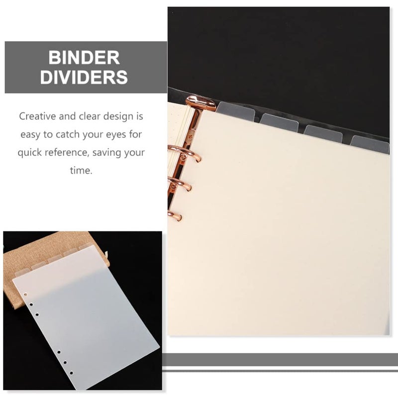 STOBOK 6pcs A5 Transparent Binder Tabs Top Vertical Tabs 6 Holes Binder Divider for Planner Journal Notebook Diary Memo Notepad Transparent PVC Divider - Image 4