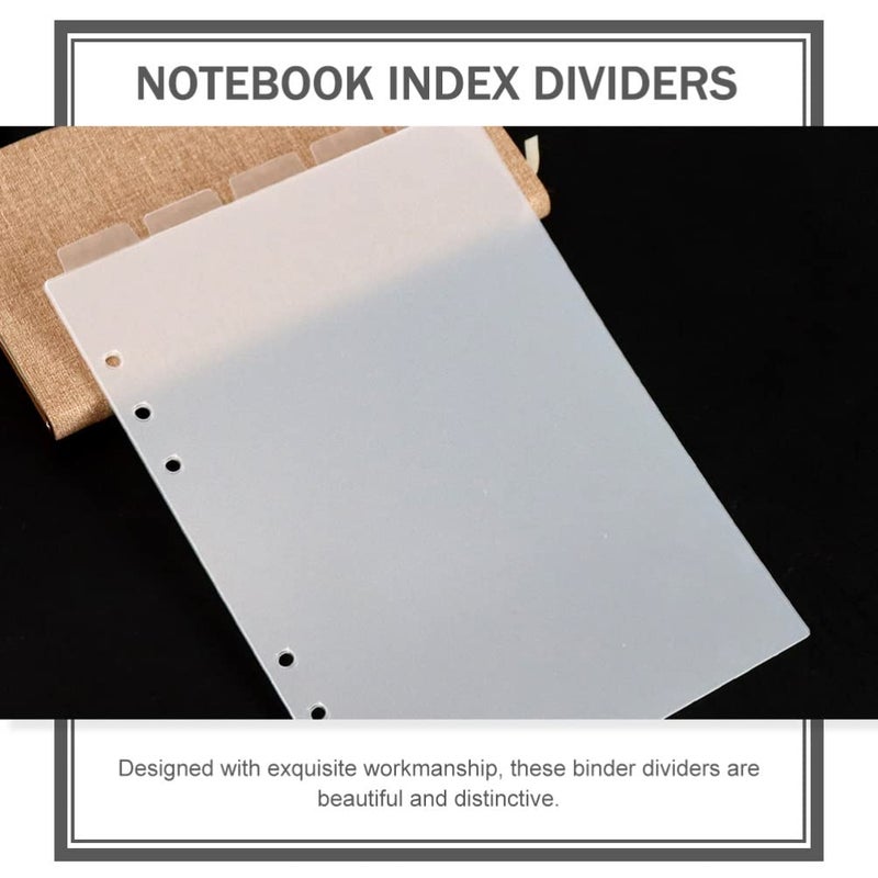STOBOK 6pcs A5 Transparent Binder Tabs Top Vertical Tabs 6 Holes Binder Divider for Planner Journal Notebook Diary Memo Notepad Transparent PVC Divider - Image 3
