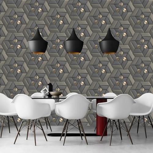 Jig-Tik Contact Paper Waterproof PVC Wallpapers Roll Embossed Europe Style Nordic 3D Sculpture Flower Wall Covering Modern Wall Décor(45 * 300) (1, White Black) (1, Grey 6192) - Image 3