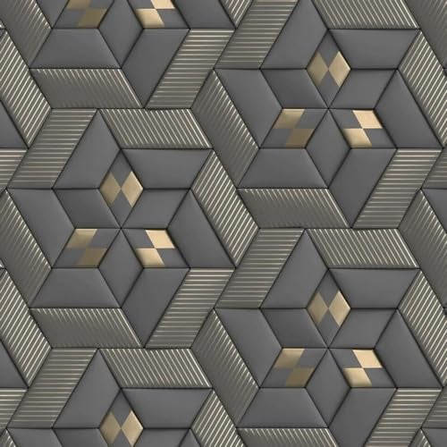 Jig-Tik Contact Paper Waterproof PVC Wallpapers Roll Embossed Europe Style Nordic 3D Sculpture Flower Wall Covering Modern Wall Décor(45 * 300) (1, White Black) (1, Grey 6192) - Image 1