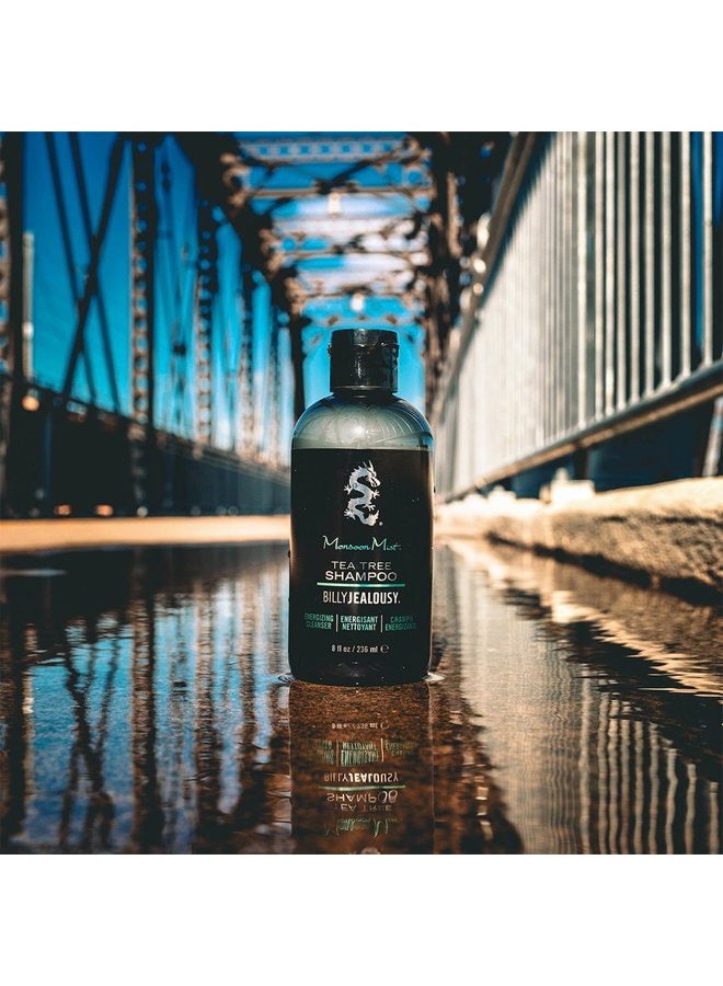 Billy Jealousy Monsoon Mist Tea Tree Energizing Men's Shampoo with Peppermint & Rosemary, Removes Oil Build-up and Soothes Scalp Itch & Irritation, 8 Oz. - Image 2