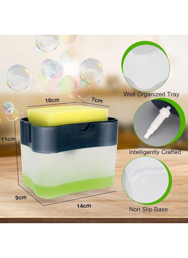 SKY-TOUCH - 2in1 Sponge Rack Shelf Soap And Detergent Dispenser Pump Assorted - Image 1