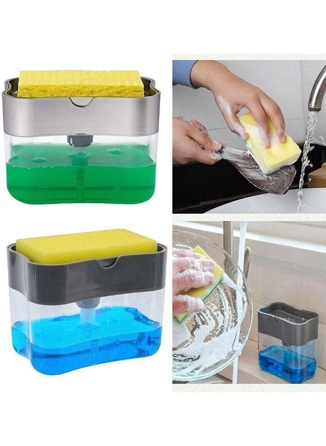 SKY-TOUCH - 2in1 Sponge Rack Shelf Soap And Detergent Dispenser Pump Assorted - Image 1