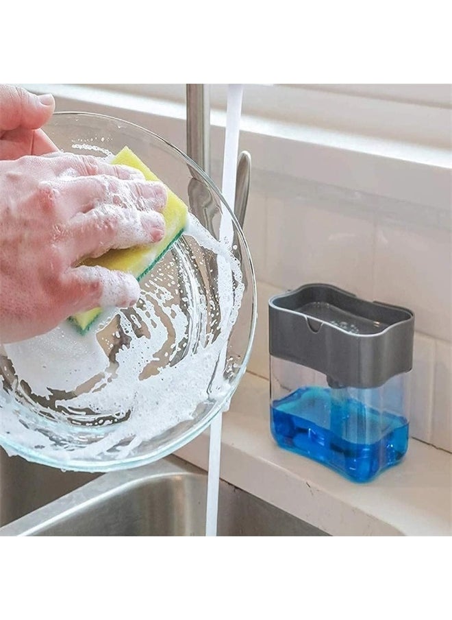 SKY-TOUCH - 2in1 Sponge Rack Shelf Soap And Detergent Dispenser Pump Assorted - Image 1