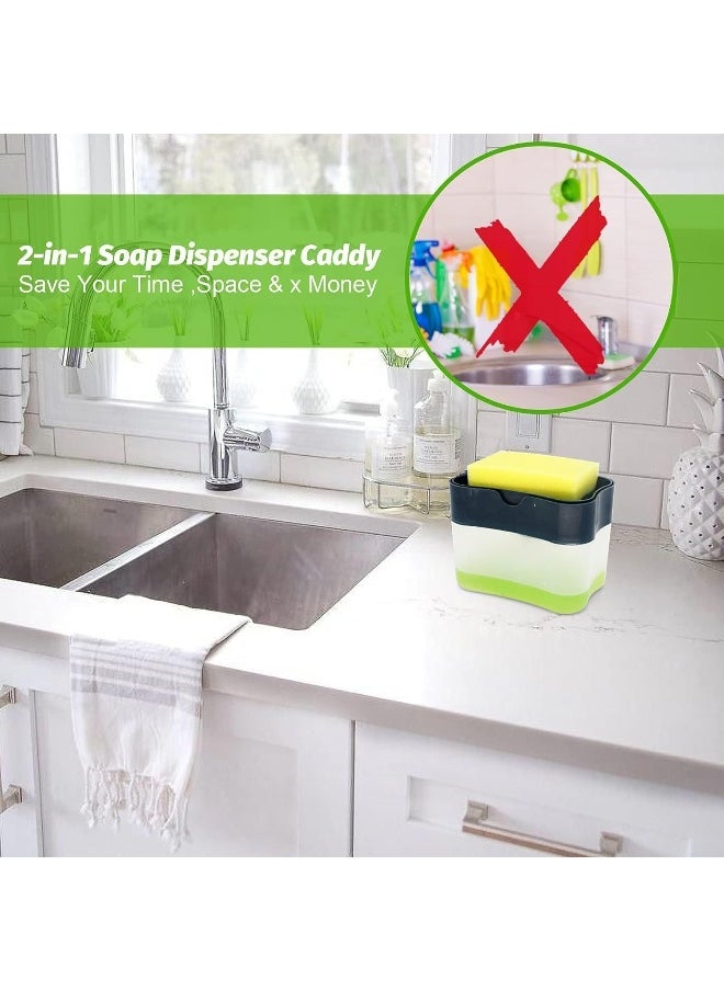 SKY-TOUCH - 2in1 Sponge Rack Shelf Soap And Detergent Dispenser Pump Assorted - Image 1