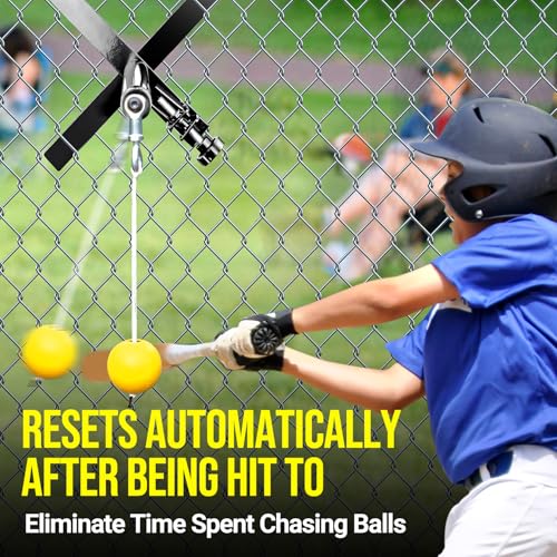 PLAYAPUT Portable Baseball Swing Trainer with The Tethered Ball,Premium Hitting/Batting Trainer System for Baseball and Softball,Easy Setup On Fence Hitting Trainer,Swing Trainer with Auto Reset - Image 4