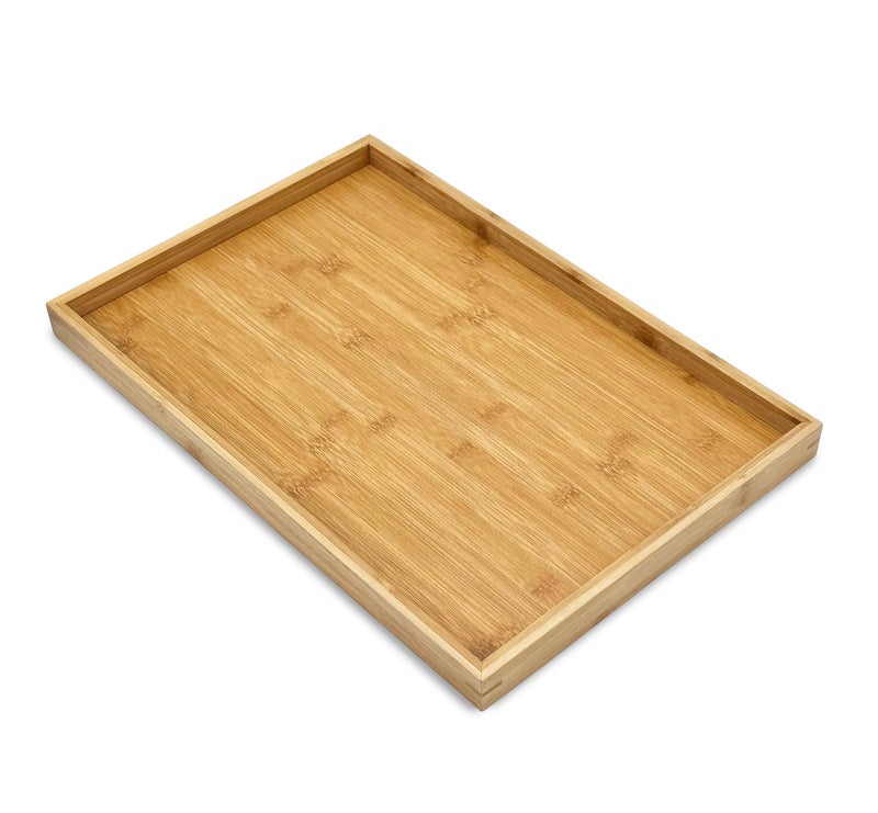 Bamboo Bam & Boo Natural Bamboo Serving Tray Modern Rectangular (Bamboo, 17.75â€ x 11.8" x 1.2") for Food, Drinks, Decor, Vanity in Home, Kitchen, Bathroom, Coffee Table, Bed - Image 1