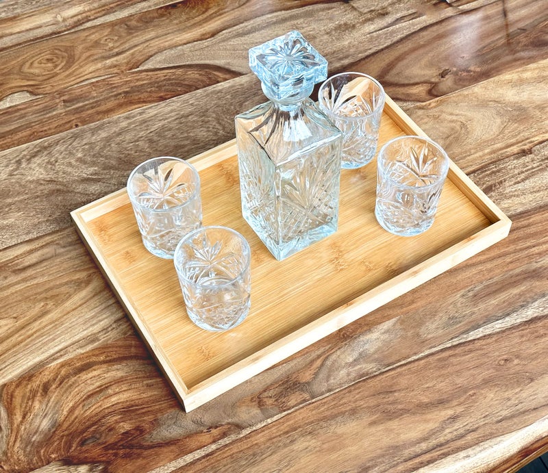 Bamboo Bam & Boo Natural Bamboo Serving Tray Modern Rectangular (Bamboo, 17.75â€ x 11.8" x 1.2") for Food, Drinks, Decor, Vanity in Home, Kitchen, Bathroom, Coffee Table, Bed - Image 2