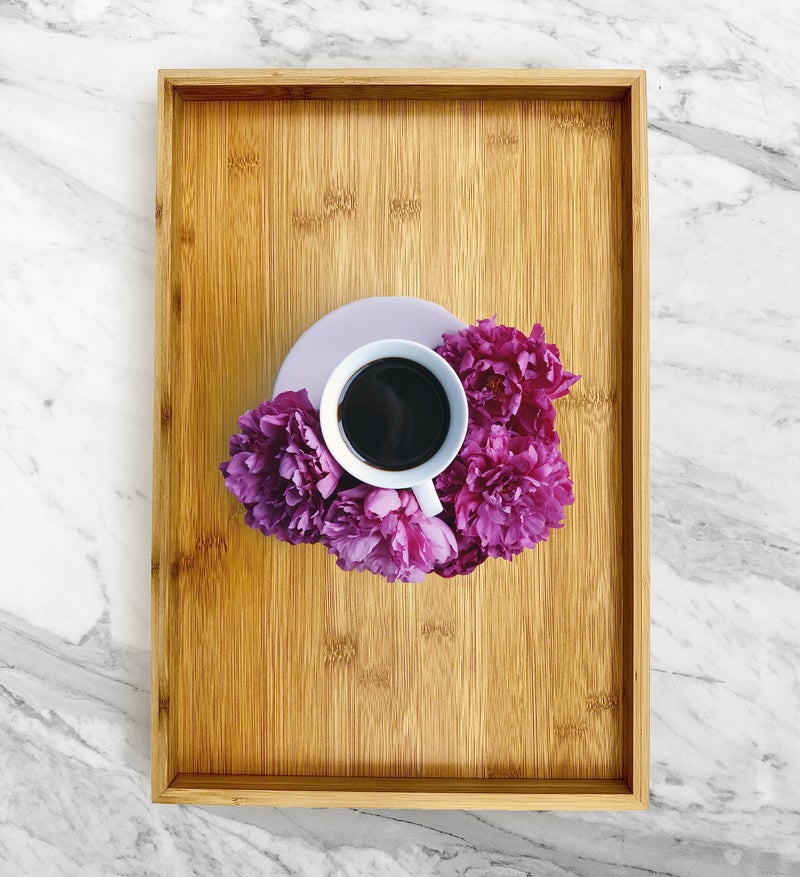 Bamboo Bam & Boo Natural Bamboo Serving Tray Modern Rectangular (Bamboo, 17.75â€ x 11.8" x 1.2") for Food, Drinks, Decor, Vanity in Home, Kitchen, Bathroom, Coffee Table, Bed - Image 3