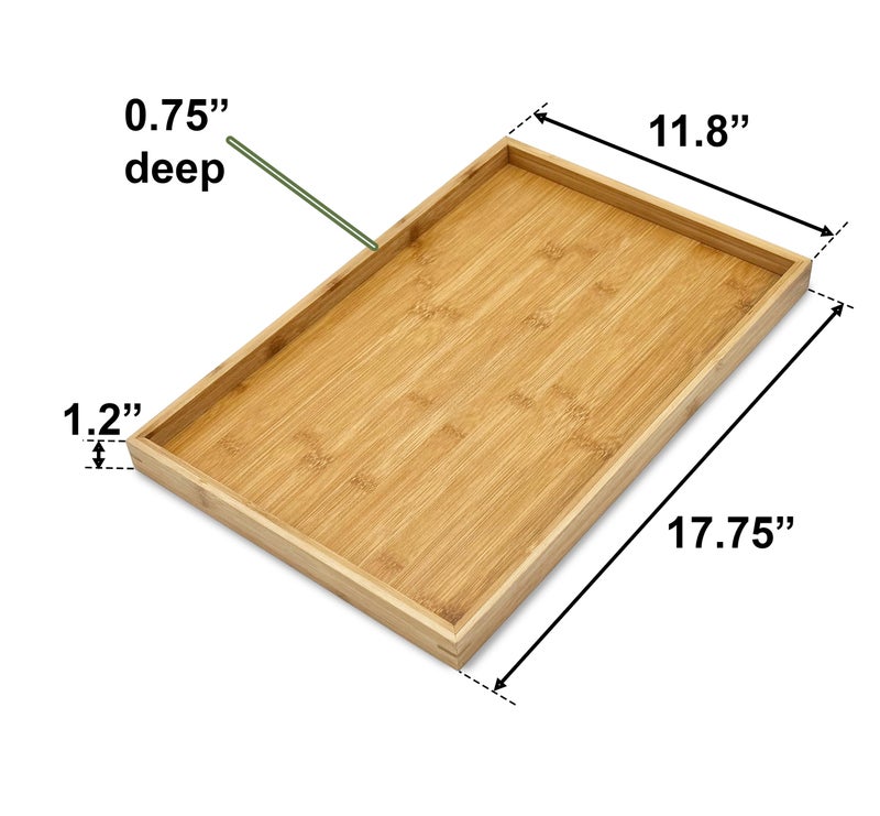 Bamboo Bam & Boo Natural Bamboo Serving Tray Modern Rectangular (Bamboo, 17.75â€ x 11.8" x 1.2") for Food, Drinks, Decor, Vanity in Home, Kitchen, Bathroom, Coffee Table, Bed - Image 4