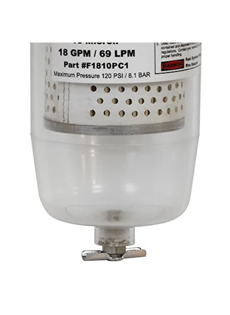 FILL RITE Fill-Rite F1810PC1 1" 18 GPM (68 LPM) 10 Micron Particulate Fuel Filter with Drain (Clear Bowl)  - Image 3