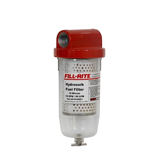 FILL RITE Fill-Rite F1810PC1 1" 18 GPM (68 LPM) 10 Micron Particulate Fuel Filter with Drain (Clear Bowl) - Image 1