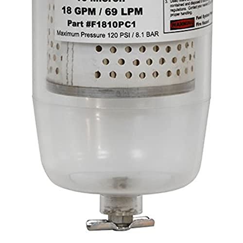 FILL RITE Fill-Rite F1810PC1 1" 18 GPM (68 LPM) 10 Micron Particulate Fuel Filter with Drain (Clear Bowl) - Image 3