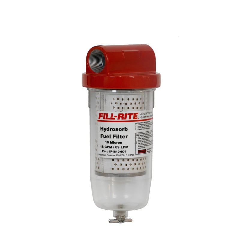 FILL RITE Fill-Rite F1810PC1 1" 18 GPM (68 LPM) 10 Micron Particulate Fuel Filter with Drain (Clear Bowl) - Image 5