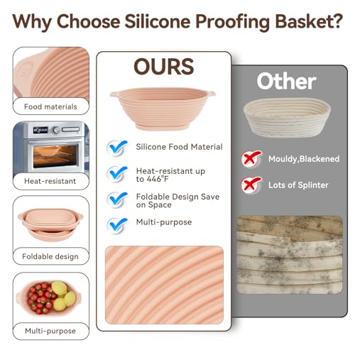 SZZJKJ Sourdough Starter Kit, 24PCS Sourdough Bread Baking Supplies, Silicone Banneton Bread Proofing Basket Set of 2, Sourdough Starter Kit Beginners with 10pcs Bread Bags for Baking Lovers - Image 3