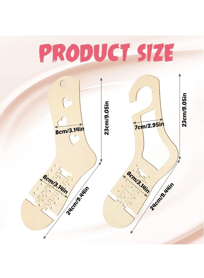 Wooden Sock Blockers for Knitting, Adjustable Sock Blocker for Knitting Crochet Stocking Display Molds Knit Sock Form Stretchers (4 Pieces) - Image 3
