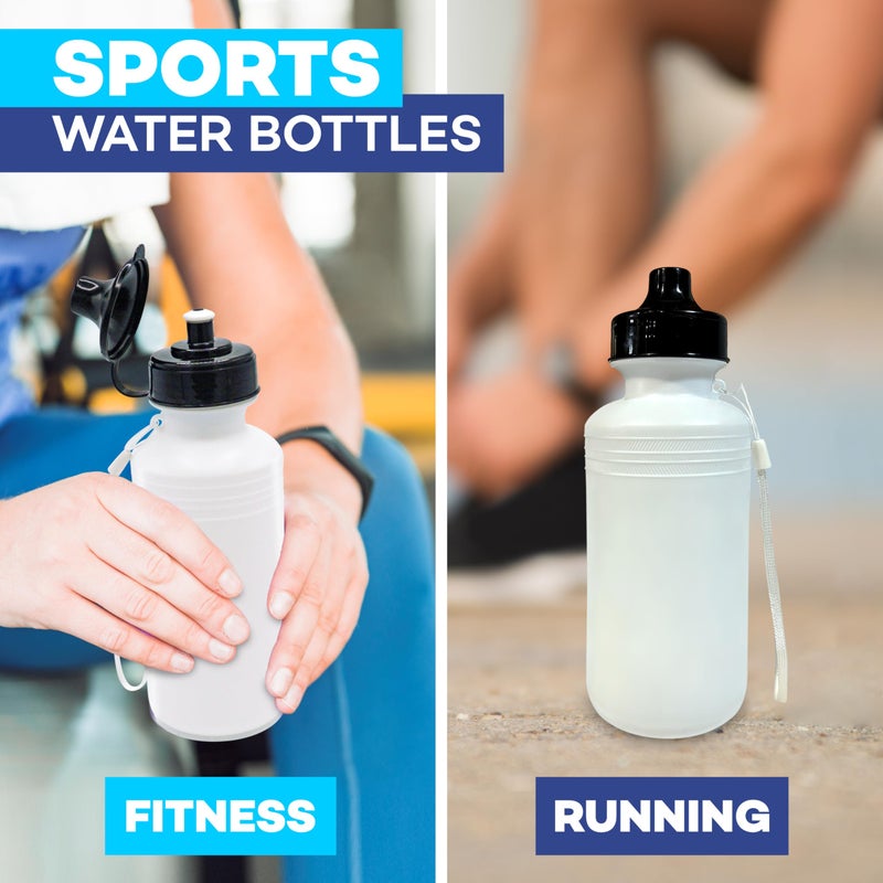 4E's Novelty Sports Water Bottles Bulk (12 Pack) 18 oz Squeeze Reusable Plastic White School Bike Water Bottle for Kids, BPA Free, Party Favor Giveaways, End of Year Student Gifts - Image 5