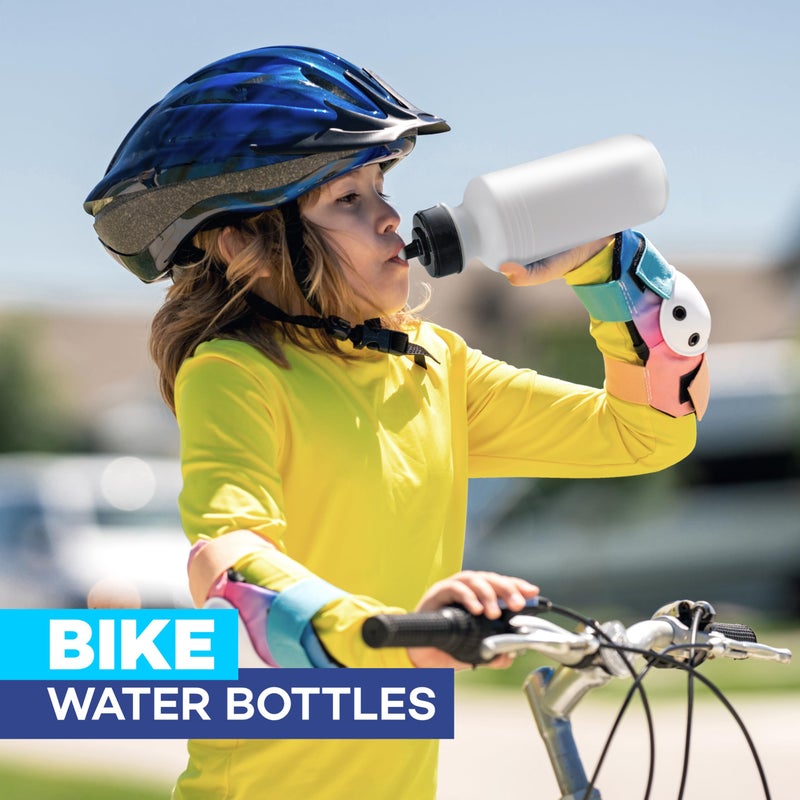 4E's Novelty Sports Water Bottles Bulk (12 Pack) 18 oz Squeeze Reusable Plastic White School Bike Water Bottle for Kids, BPA Free, Party Favor Giveaways, End of Year Student Gifts - Image 4