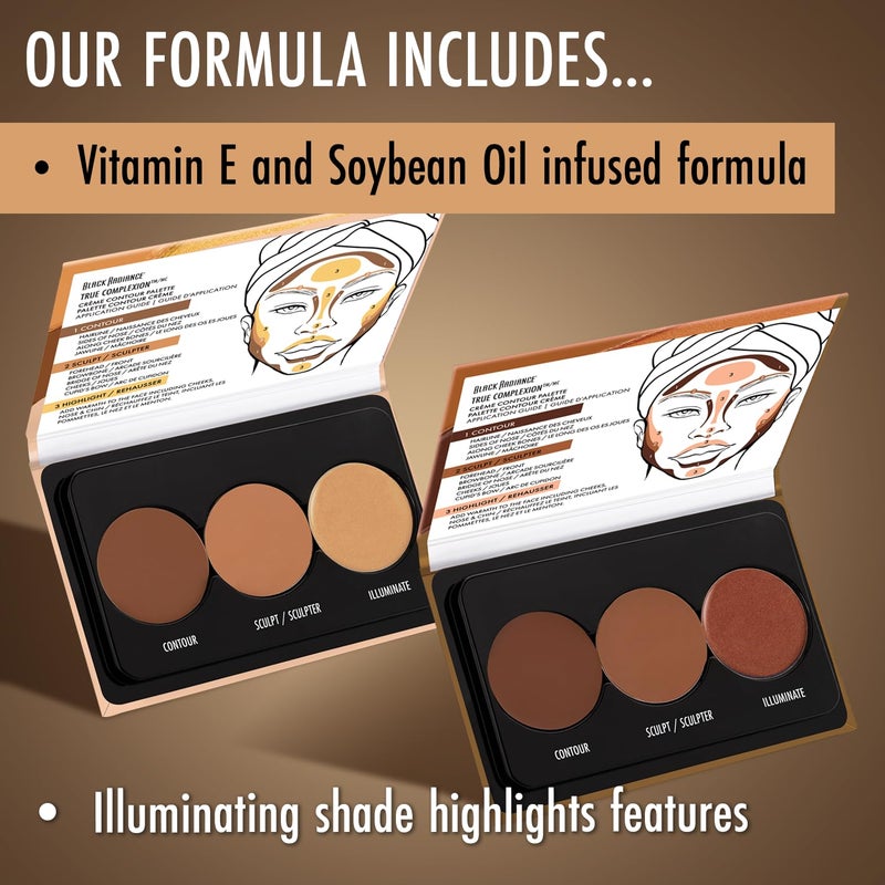 Black Radiance True Complexion CrÃ¨me Contour Palette, Defines, Sculpts, Highlights â€“ Light to Medium - Image 5