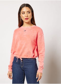 Drawstring Hem Relaxed Fit Sweatshirt