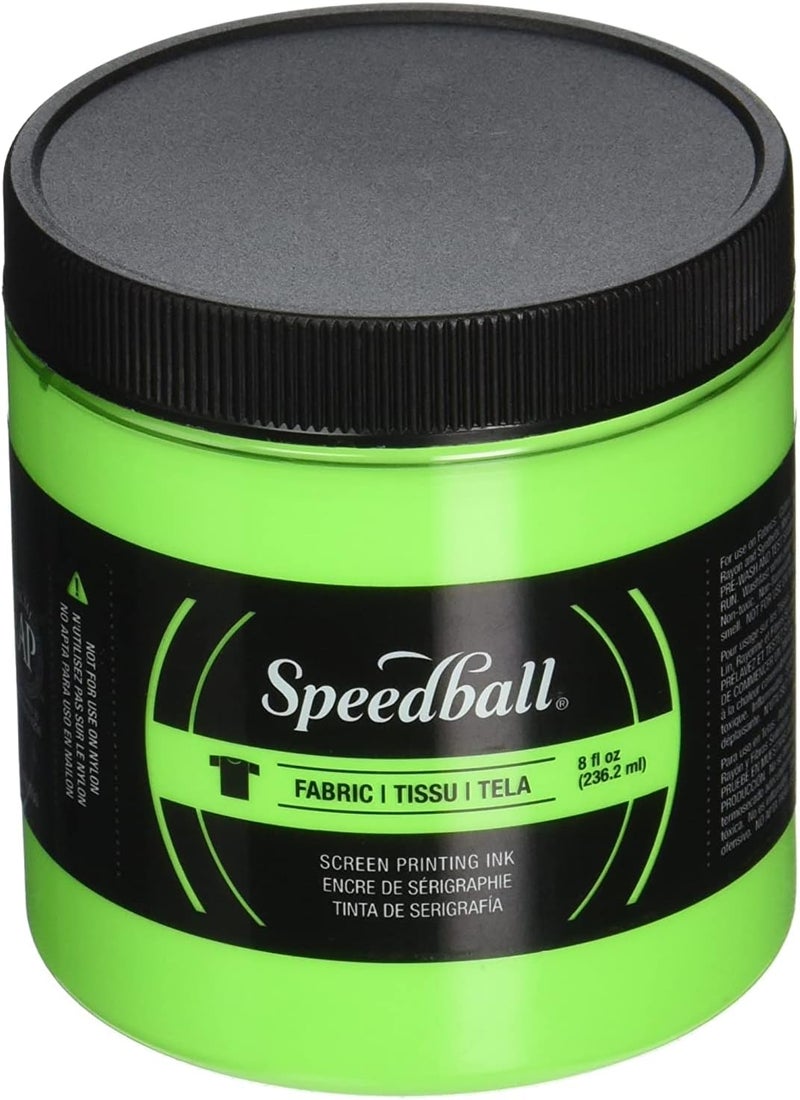Speedball Fabric Screen Printing Ink, 8-Ounce, Fluorescent Lime Green - Image 1