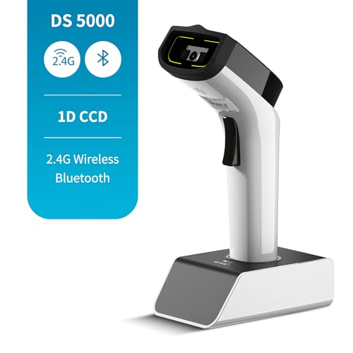 NETUM Fashionable Bluetooth Wireless 1D Barcode Scanner, Hands Free CCD Barcode Reader with Stand and Built-in Memory, Works with MAC OS, Windows, iOS, Android -DS5000 - Image 2