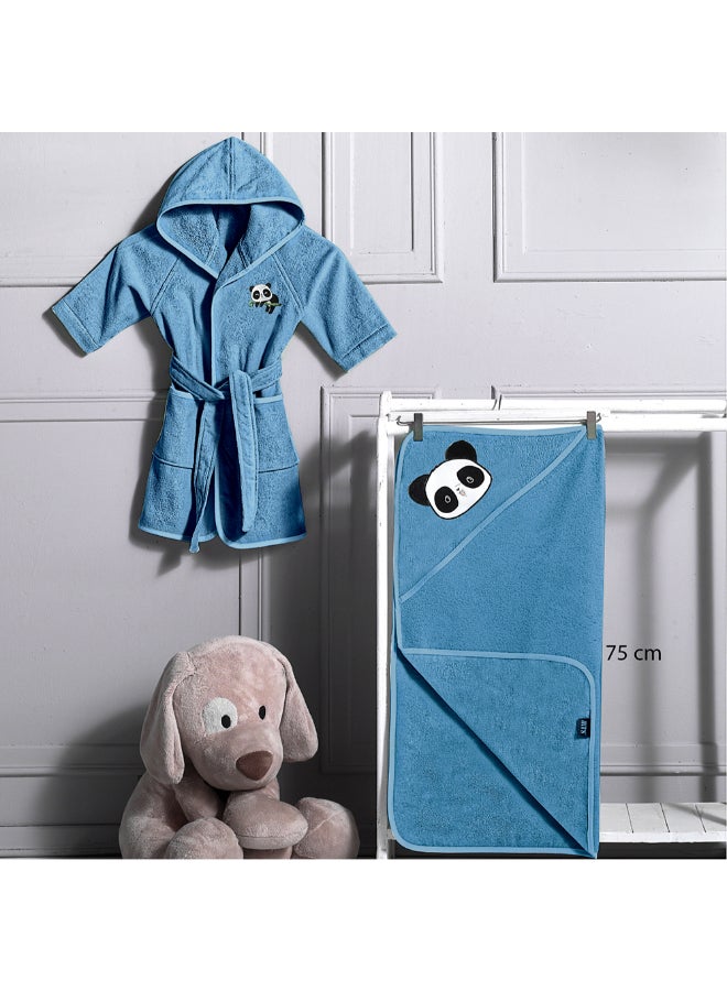 MTS 2-Piece Panda Printed Child Cotton Bath Set Blue 7 x 20 x 20 cm 500BLU