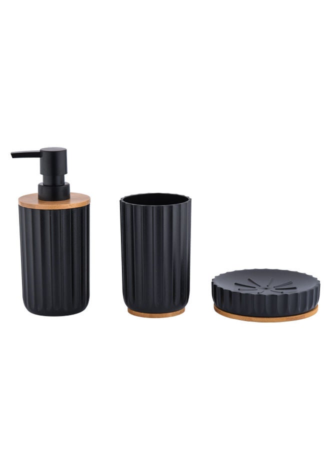 Electus 3-Piece Bathroom Accessory Set Black/Brown - Image 1