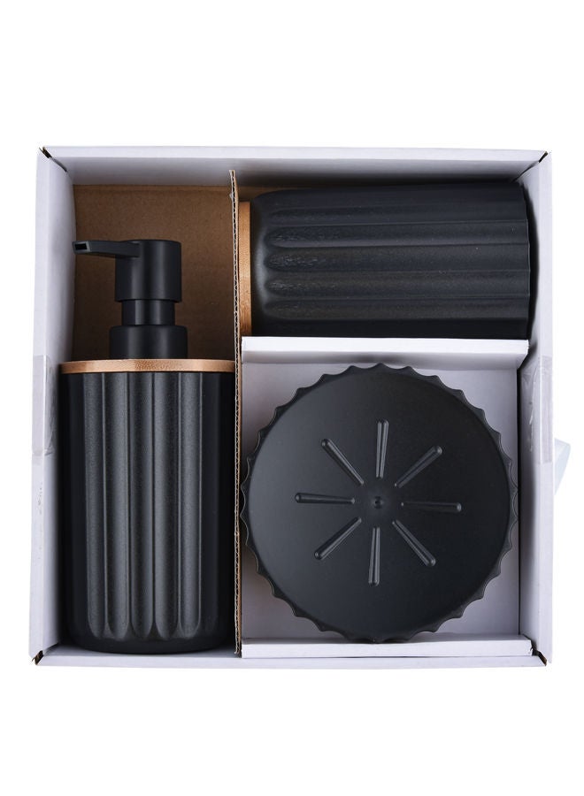 Electus 3-Piece Bathroom Accessory Set Black/Brown - Image 5