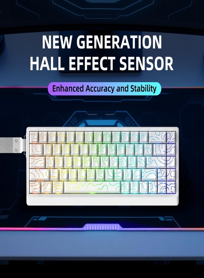 IROK ND68PRO 68 Keys Wired Magnetic Switch Keyboard, 0.001MM RT Accuracy, 8KHZ Polling Rate/Latency As 0.08MS/256KHZ Single Key Scan Rate/ARGB，Hot Swappable,Gasket Structure Gaming Keyboard(White) - Image 2