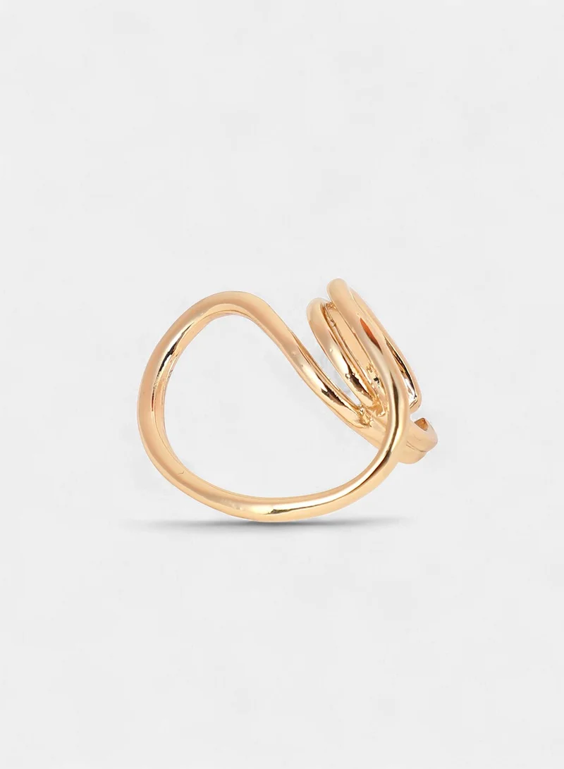 SOHI SOHI Women The Wrap-Line Statement Ring | California  Colour | One-Size | Metallic Alloy Material | Adjustable Closure | Ring For Casual & Evening Wear