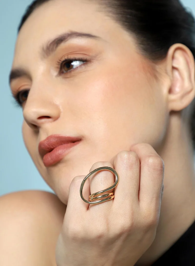 SOHI SOHI Women The Wrap-Line Statement Ring | California  Colour | One-Size | Metallic Alloy Material | Adjustable Closure | Ring For Casual & Evening Wear