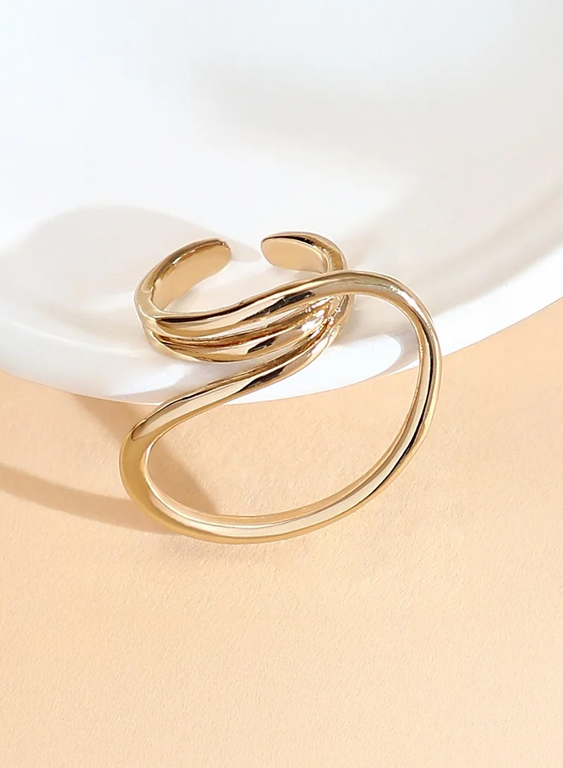SOHI SOHI Women The Wrap-Line Statement Ring | California  Colour | One-Size | Metallic Alloy Material | Adjustable Closure | Ring For Casual & Evening Wear