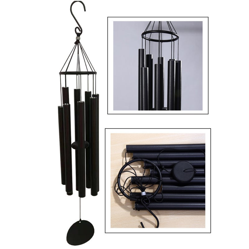 Generic Multi-Pipe European Wind Chimes Decor Black  - Image 3