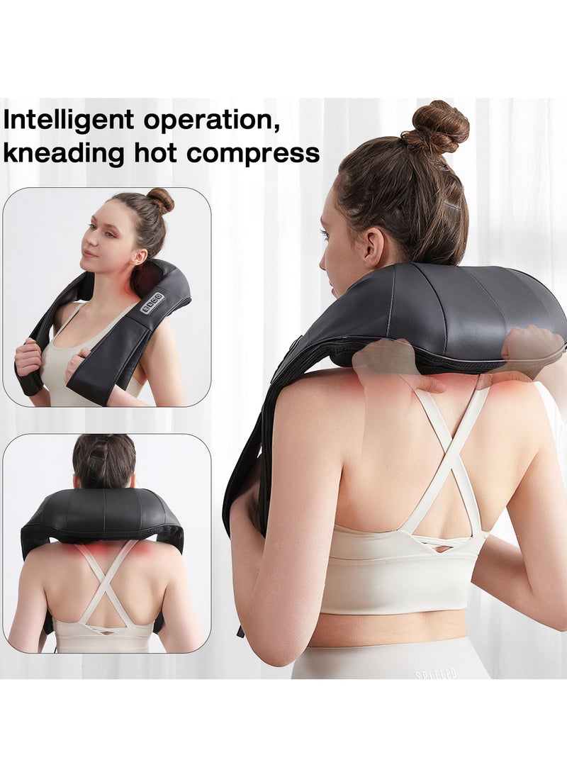 Yakiter Neck and back massager, Shoulder massager with hot compress function, Deep tissue 3D kneading pressure electric massager, for office chairs, cars and home use (Black)  - Image 2