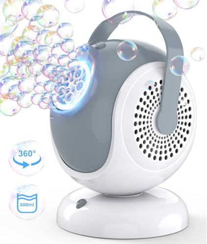Joyfuture Bubble Machine Automatic Bubbles Blower for Kids Toddlers 360 Rotation 75 Adjustment Bubble Toys with LED Light Gifts for Boys Girls Halloween Outdoor Birthday Party - Image 1