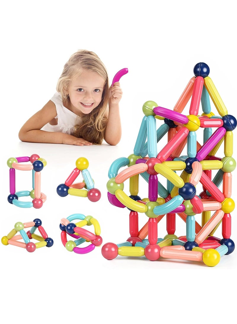 Magnetic Sticks Building Blocks Toy, 164-Piece Set of Colorful Magnetic Sticks and Balls, Strong Magnetic Design Makes It Easy to Assemble and Disassemble, Helps Develop Fine Motor Skills and Logical Thinking, Build 3D Shapes and Structures, Support Early Learning, Develop Creative Problem Solving Skills, Individual or Group Play, Perfect as an Educational Gift for Birthdays and Special Occasions  - Image 2